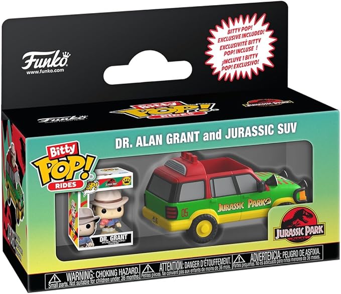 Funko Pop! Bitty Ride: Jurassic Park - Jurassic SUV with Dr. Grant - 0.9 Inch and 1.3 Inch (2.3 and 3.3 Cm) - Movie Collectable - Official Merchandise - Gift Idea - Toys for Kids & Adults