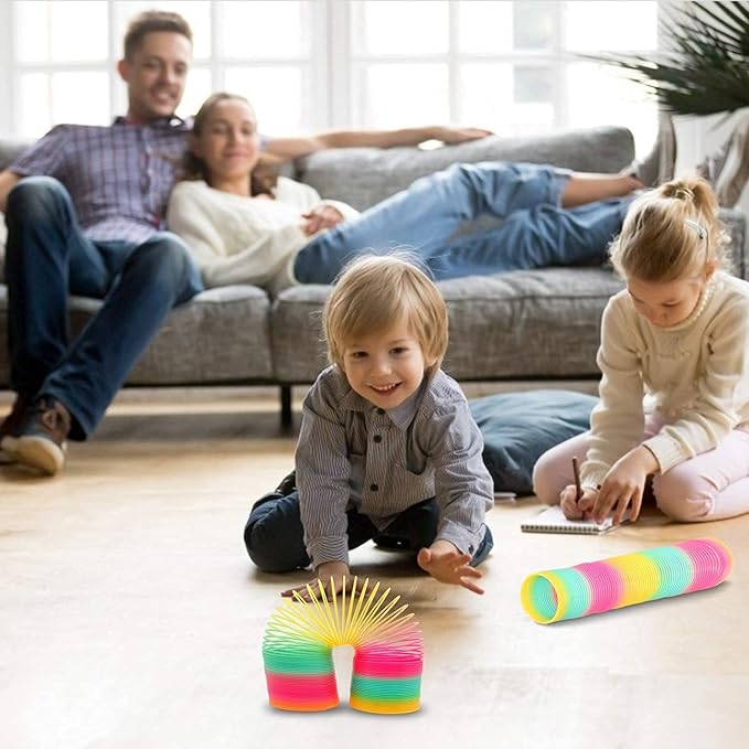 4.2 Inch Boxed Jumbo Rainbow Coil Spring Toy,Classic Giant Novel Magic Decompression Spring Toy,Great for Small Party Favor, Stocking Stuffers for Kids & Adults
