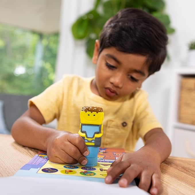Melissa & Doug Sticker Wow!™ 24-Page Activity Pad and Sticker Stamper, 300 Stickers, Arts and Crafts Fidget Toy Collectible Character – Bulldozer - for Kids Ages 3+ - FSC Certified