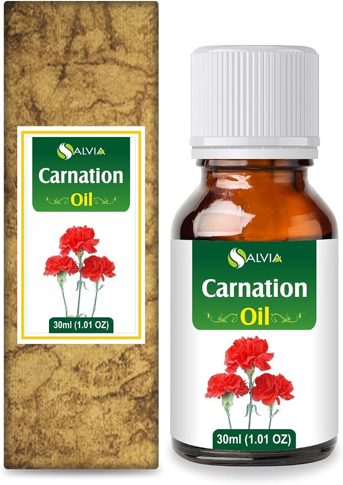 Carnation (Dianthus caryophyllus) Therapeutic Essential Oil by Salvia Amber Bottle 100% Natural Uncut Undiluted Pure Cold Pressed Aromatherapy Premium Oil - 30ML/ 1.1fl oz