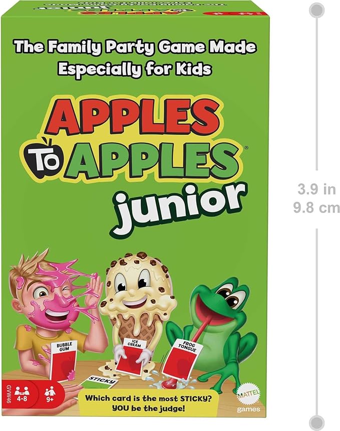 Mattel Games Apples to Apples Junior Kids Game, Card Game for Family Night with Kid-Friendly Words to Make Crazy Combinations