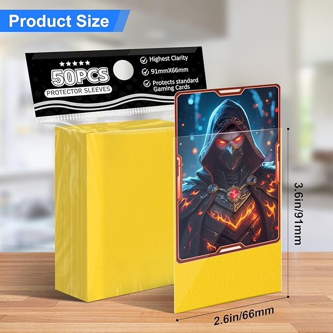 Trading Card Sleeves Perfect Fit TCG Matte Sleeves, Soft Sports Card Protector for Photocard Easy to Shuffle and Stack While Playing Card Game, Standard TCG Card Sleeves (Yellow, 300)