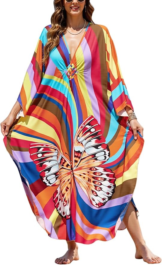 Mumu Dresses for Women Plus Size, Bohemian Kaftan Beach Cover Up Long Maxi Nightgown Soft Loungewear