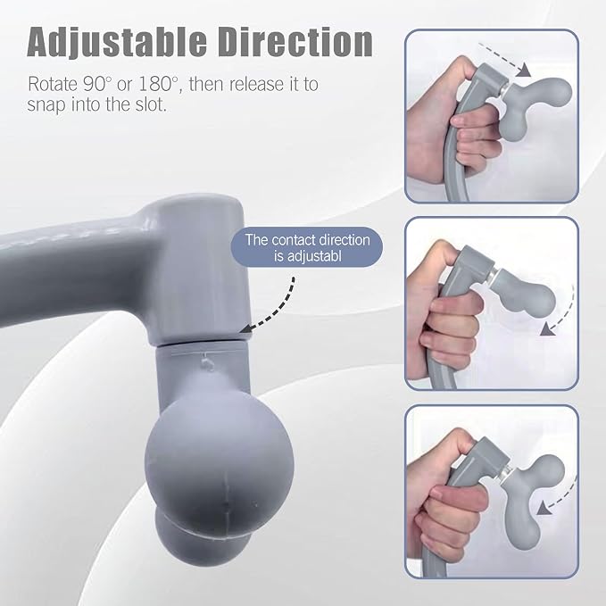 Portable Self Massage Tool - Portable Trigger Point Therapy for Back and Neck, 7.21 * 14in Lower Back Massager, Myofascial Release Tool & Deep Tissue Muscle Massage Stick, Shoulder Leg Feet-Sage Grey
