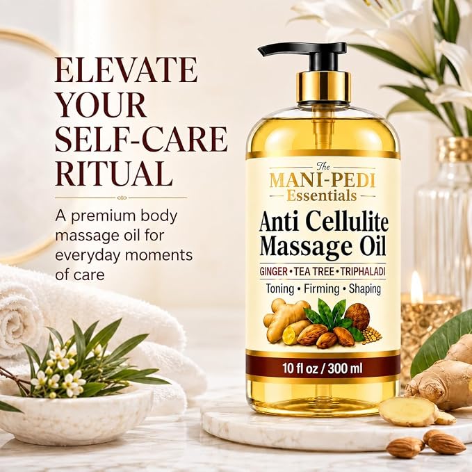 TMPE Anti Cellulite Body Oil - Visibly Tones, Firms & Shapes with Ginger, Tea Tree & Natural Herbs | Non-Greasy, Skin Tightening Formula | 10 Fl Oz