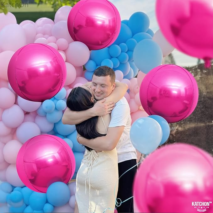 KatchOn, Big Hot Pink Balloons - 22 Inch Pack of 6 | Hot Pink Foil Balloon for Pink Birthday Decorations, Pink Party Decorations, Gender Reveal | Metallic Balloons For Baby Shower, Bridal