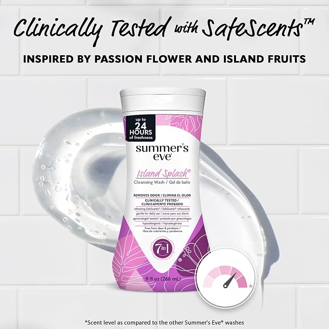 Summer's Eve Island Splash All-Over Daily Feminine Wash, pH-Balanced Body Wash for Women, Removes Vaginal Odor and Refreshes, 9 Fl Oz, Pack of 12