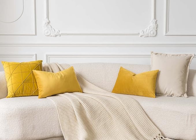 18x18 Throw Pillow Covers Decorative Velvet Cushion Covers Set of 2,Gold | Soft Pillow Cases with Invisible Zipper for Modern Couch Sofa Bed Living Room Bedroom Home Decor