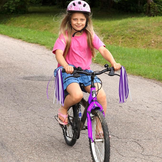 PLATT Kid's Bicycle Handlebar Streamers Colorful Ribbons Tassel for Girls Boys Bicycle Handlebar Scooter Handgrip (Violets 1Pair)