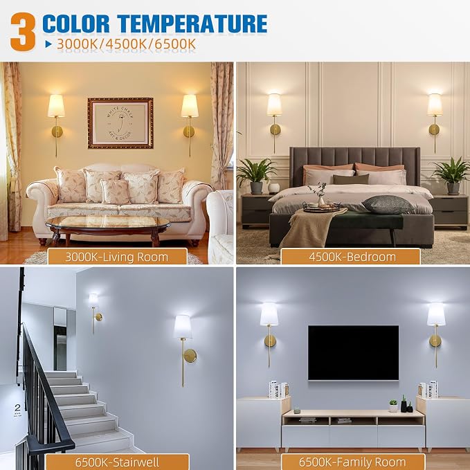 25.4 inch Battery Operated Wall Sconce Set of 2,Gold Rechargeable Wall Lights with 10400mAh Dimmable Detachable Bulbs and Remote,9 Colors Wireless Sconces for Bedroom Living Room Hallway