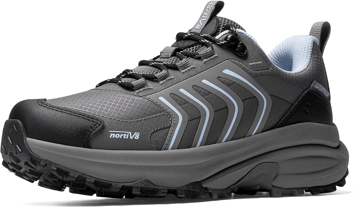 NORTIV 8 Women's Waterproof Hiking Shoes Lightweight Travel for Walking All Day Comfort Non-Slip Outdoor Trekking Camping Climbing Fashion Sneakers Armadillo FieldLite