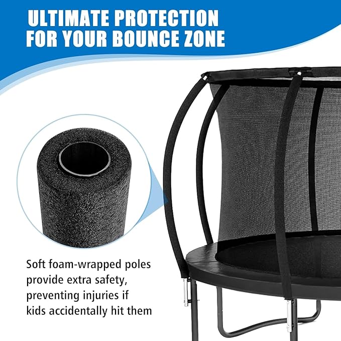 Trampoline Poles Replacement 1PCS, Trampoline Accessories Universal Replacement Parts, to Fit 8-14FT, Includes Foam Sleeve and Hardware with 2 Fixing Methods