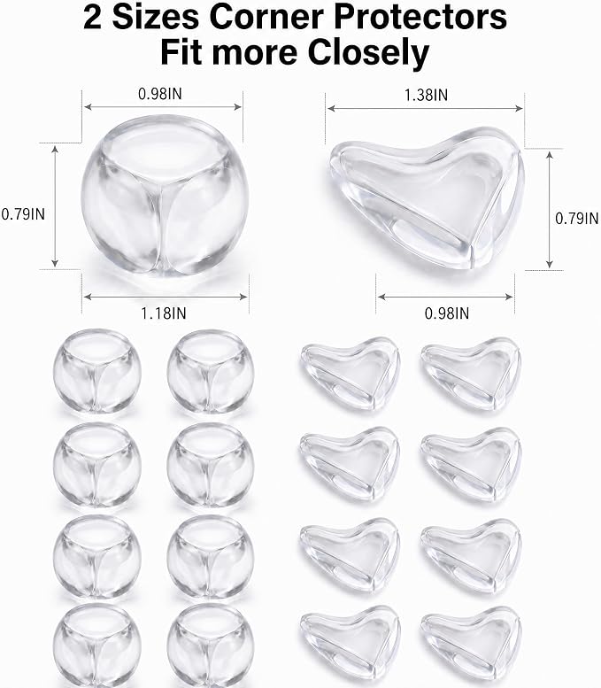 16 Pack Clear Baby Corner Protectors – Teardrop-Shaped & Spherical Furniture Edge Guards for Baby Proofing – Soft PVC Table Corner Covers for Safety on Tables, Cabinets – Childproof Bumpers for Home