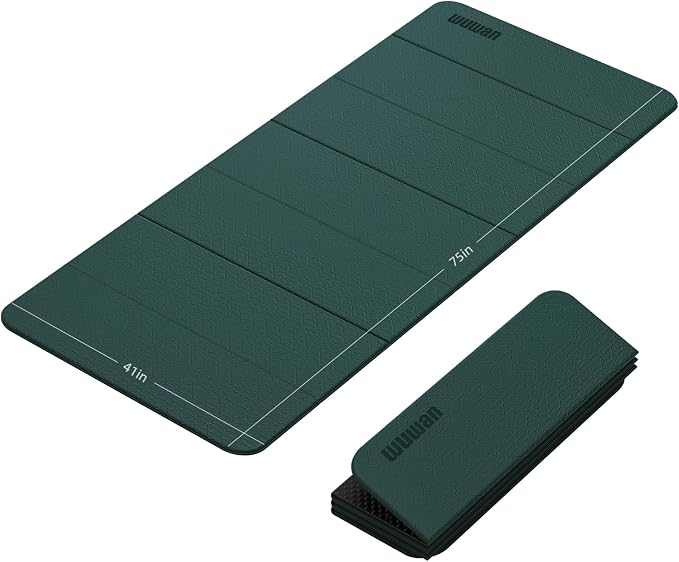 Foldable TPE Yoga Mat Thick 10mm,75" x40"Extra Large Exercise Mats | Stretch Mat Non-slip Fitness Folding Mat Easy to Carry,Wide Gym Mats for Women Men Suitable for Home Workout Travel Pilates