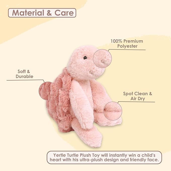 MON AMI Yertle The Turtle Stuffed Animal – 12”, Sea Turtle Plush Toy, Use as Toy/Nursery Room Décor, Gifts for Kids of All Ages, Ocean Animals