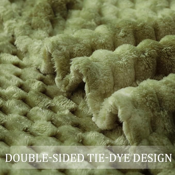 Exclusivo Mezcla 3D Fleece King Size Blanket for Bed, Tie-dye Olive | Extra Soft Fuzzy Plush Lightweight Bed Blankets, Cozy Fluffy Decorative Blankets for All Seasons, 90x104 Inches