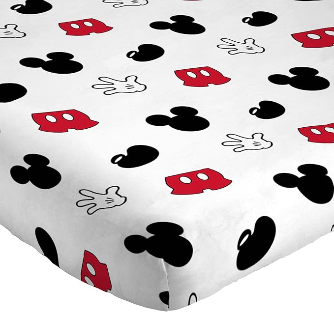 Jay Franco Kids Sheet Set with Fitted, Flat Sheets & Pillow Cover - Ultra-Soft Bedding with Pillowcase for Room Decor, White - Mickey Mouse, 3 Piece Twin