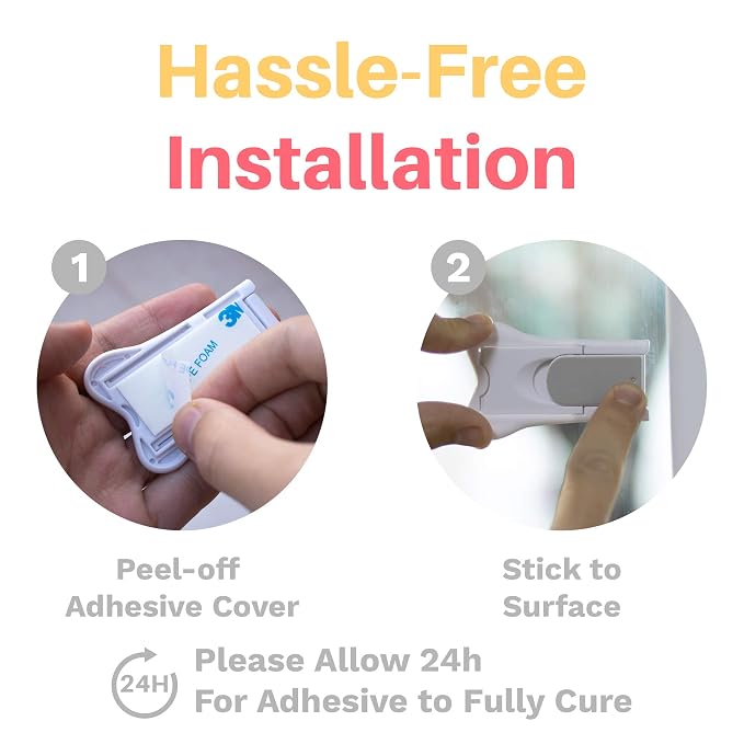 Inaya Sliding Door Lock for Child Safety (4-Pack) - Child Proof Locks for Sliding Glass Doors, Windows, Closets & Cabinets. Safety Locks for All Your Home Openings