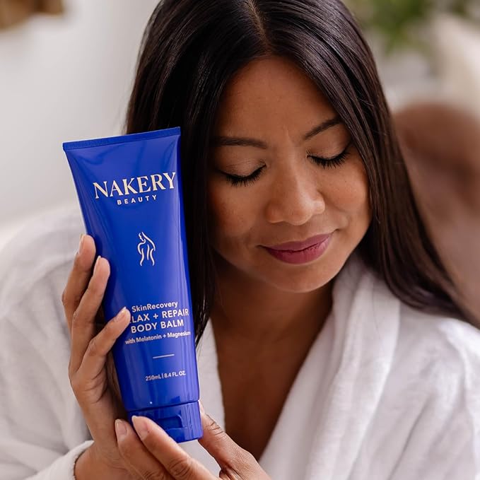 Nakery Beauty SkinRecovery Relax + Repair Body Balm, Magnesium Melatonin Sleep Lotion with Retinol + SepiLift, Firming Cream for Crepey Sagging Skin Overnight, Shea Butter, Lavender Chamomile, 250mL