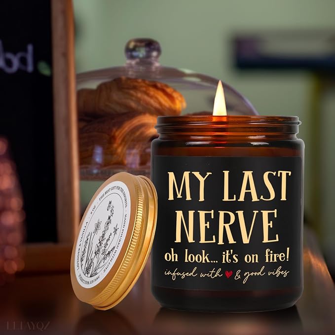 Funny Candle Gifts for Women, My Last Nerve Oh Look Its on Fire Candle, Unique Birthday Christmas Candles Gift for Wife Sister Girlfriend, Friendship Stress Relief Candles Gift for Bestie Coworker102