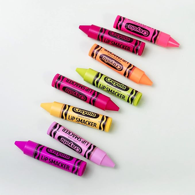 Lip Smacker Crayola Lip Balm Party Pack - 8 Moisturizing Balms, Cotton Candy, Orange, Sherbert, Watermelon, Berry, Apple, Banana, Hydrating & Protecting - Cruelty-Free,(Pack of 2)