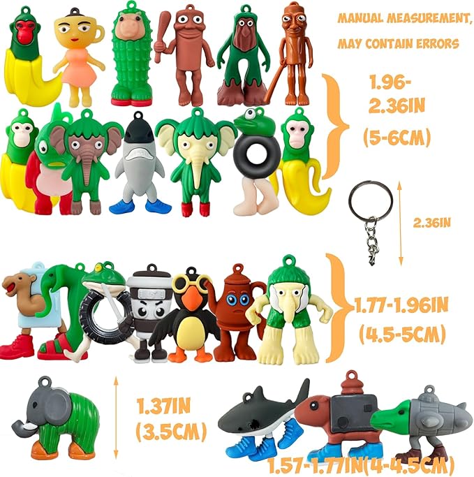 24pcs Italian Brainrot Toys,Tralalero Tralala Action Figure Toys,Tung Tung Sahur Doll 2.5in,Funny Animals,Meme Shark Collectible Doll Charm, Portable Cute Decor & Gift (keychain edition)