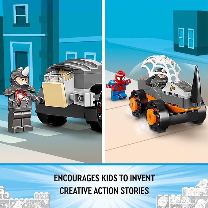 LEGO Marvel Hulk vs. Rhino Monster Truck Showdown, Toy for Kids, Boys & Girls Ages 4 and Up with Spider-Man Minifigure, Inspired by The Spidey and His Amazing Friends Series, 10782