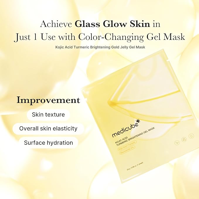 medicube Jelly Gel Mask with Brightening Kojic Acid Turmeric | Overnight Face Mask for Glass Glow Skin | Elasticity, Hydrating, Firming and Radiance Boosting | Korean Skincare, 28g x 4ea
