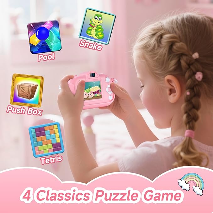Kids Camera Toys for 3-8 Year Old Girls and Boys, Children Digital Camera with Cute Soft Silicone Case, 1080P Video Camcorder Present with 32GB SD Card – Birthday Gift for Kids
