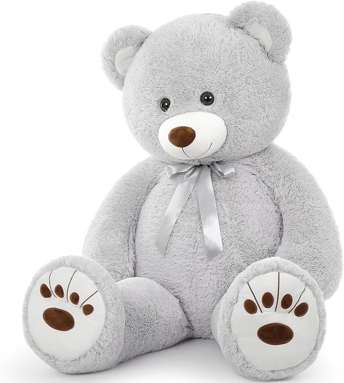 MorisMos Giant Teddy Bear Stuffed Animal, Big Teddy Bear Life Size, 51in Large Bear Cuddly Plush for Baby Shower, Birthday, Valentine(Grey)
