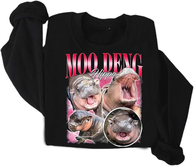 YOUNG GREEN Moo Deng Sweatshirt Moo Deng Bouncy Pig T-Shirt The Cute Baby Hippo Sweatshirt Gift For Moo Deng Lovers