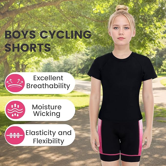 Gogokids Boys Girls 3D Padded Bike Shorts Kids Cycling Shorts Biking Shorts Sports Pants with Pockets for Mountain Road