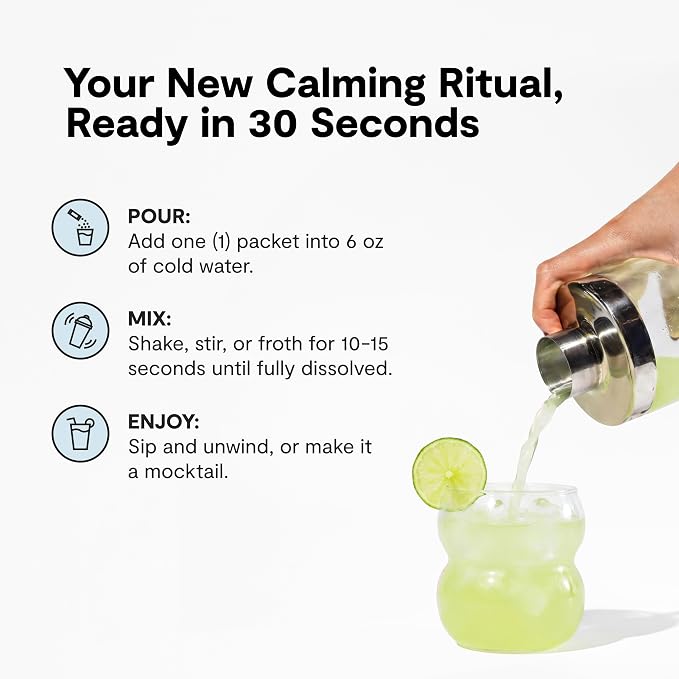 Ü Relax 2.0 Powder Drink Mix, Lemon Lime, Ashwagandha & L-Theanine, Adaptogens, Cortisol, Sleep Aid, Ready-to-Mix, Sugar Free, Zero Calorie, 20 Stick Packs
