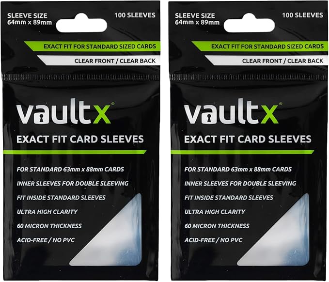 Vault X Exact Fit Sleeves (200 Pack) Perfect Inner Sleeves for Trading Cards, Clear