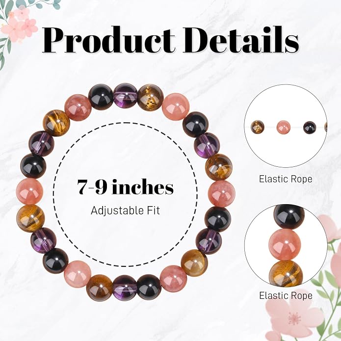 MAIBAOTA Healing Crystal Bracelet for Women Empath Protection & Safe Travel & Anxiety Relief Bracelet - New Beginnings Lucky Charms for Travel/New Job/Next Chapter