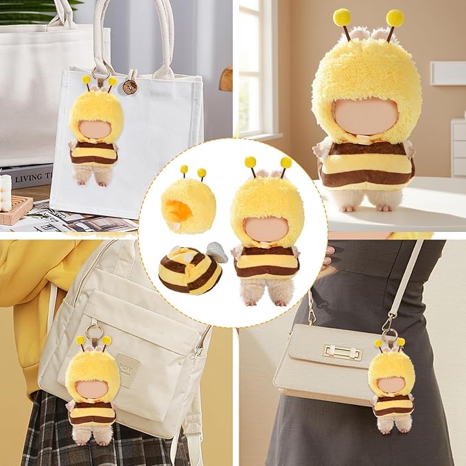 Cute Clothes for Doll Design Outfit Pop Blind Mystery Box Accessories Mart Mini La Boo-Boo Blah Bu Bu BuLafufu Ropa Plush Toy Stuff Dress Overalls Hoodie Pajamas (Yellow bee)