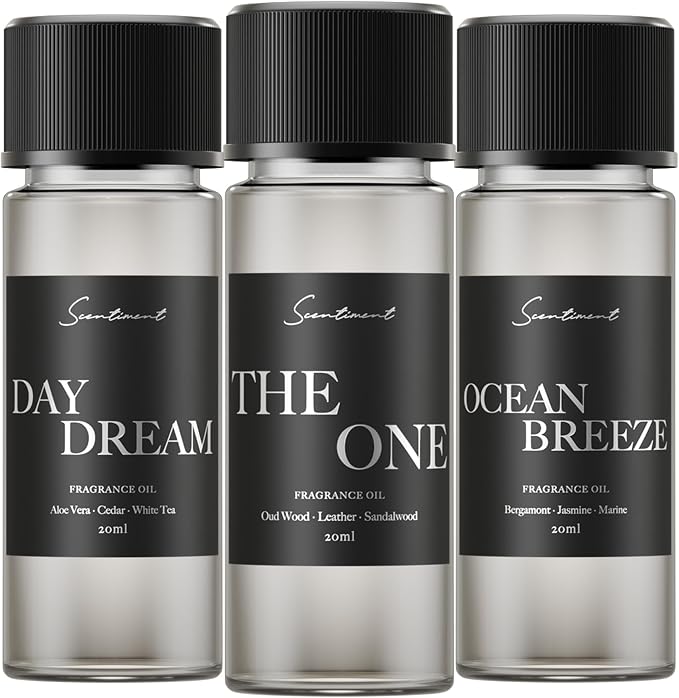 Scentiment Hotel Scents Discovery Set – Day Dream, The One & Ocean Breeze | Fresh, Woody & Marine Fragrance Oils | Luxury Home Scent Kit for Cold Air Diffusers 3 x 0.68 fl oz (20 mL)