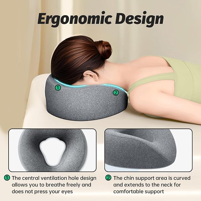 MOONYOOY Face Down Pillow with Face Cradle Pad, Massage Headrest for Bed, BBL Pillow After Surgery Post Eye Surgery Vitrectomy Recovery - Comfortable Support for Faster Healing & Pain Relief