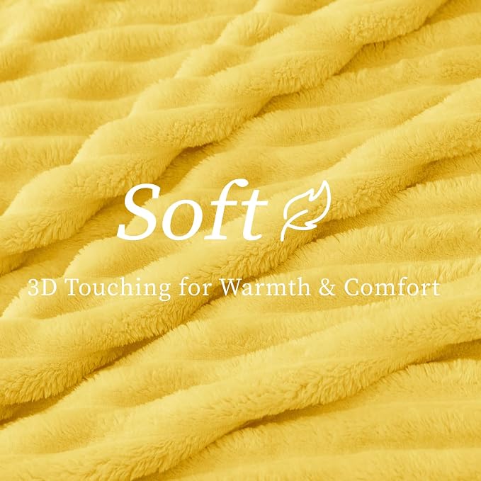 BEDELITE Striped Fleece Throw Blanket, Custard Yellow, 50"x60" | 300GSM Microfiber Fleece, Soft Cozy, Lightweight Warm, Double-Sided Plush, Machine Washable, Gift, Room Decor, for Couch Sofa
