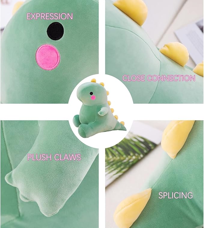 Cute Dinosaur Plush Toys, Fat Dinosaur Stuffed Animals Toys Dolls, Dinosaur Plush Toy Soft Stuffed Animal Dino Plushies Doll Cute Birthday Gifts for Kids Girls Boys (Green,23in)