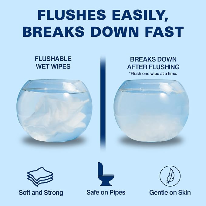 Air Jungles Flushable Wipes Travel Size Individually Wrapped 100 Ct | On-the-Go Butt Wipe with Aloe Vera & Vitamin E, Ultra Soft and Large for Adult and Kid, 97% Water - XL 7 X 7 in, Fresh Scent