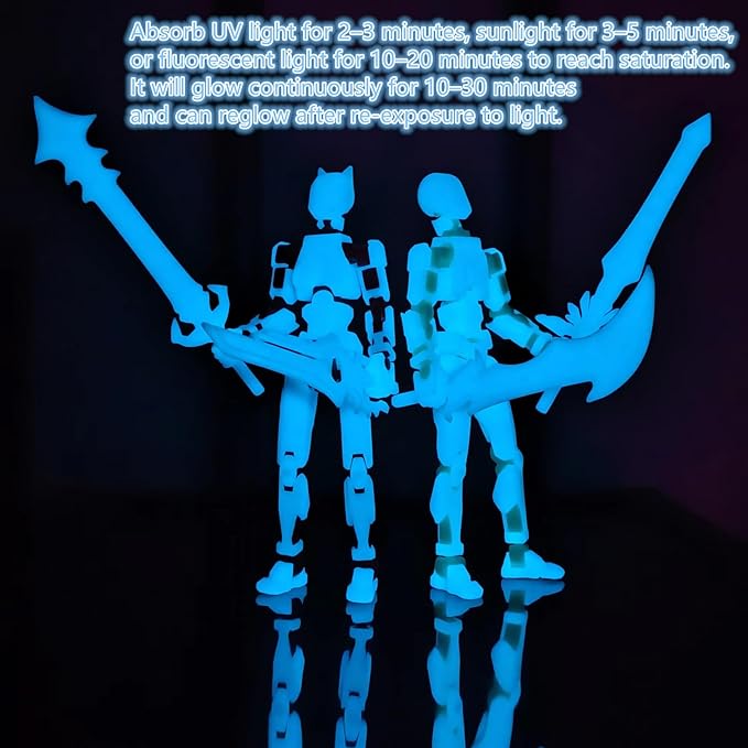 T13 Action Figures (Grow in The Dark Blue) Titan 13 Action Figures 3D Action Figure Set Already Assembled Dummy 13 Nova T-13 Robot 3D Printed Multi-Jointed Movable Toy (Blue Blue + Blue Red)