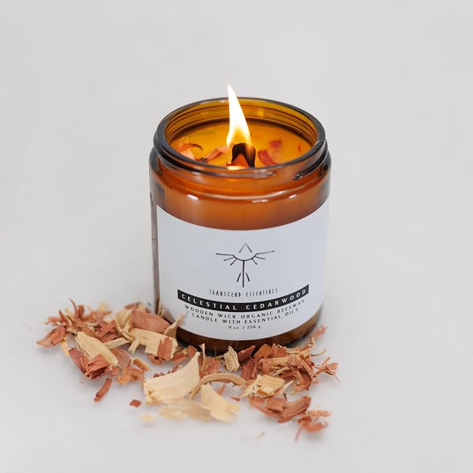 Celestial Cedarwood Organic Beeswax Candle, Black