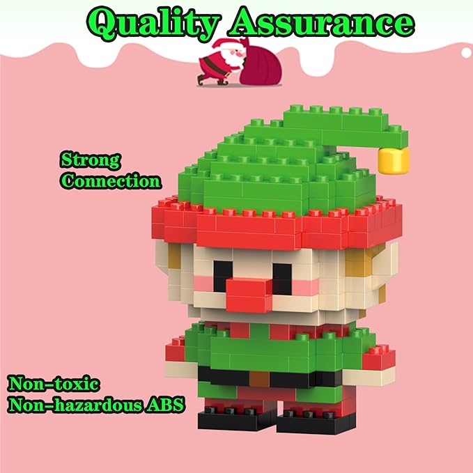 Christmas Building Blocks Compatible for Lego Christmas Elf Micro Blocks Stacking New Toys Holiday Present Box New Year Gifts for Kids Ages 6+ Boys and Girls(Elf)