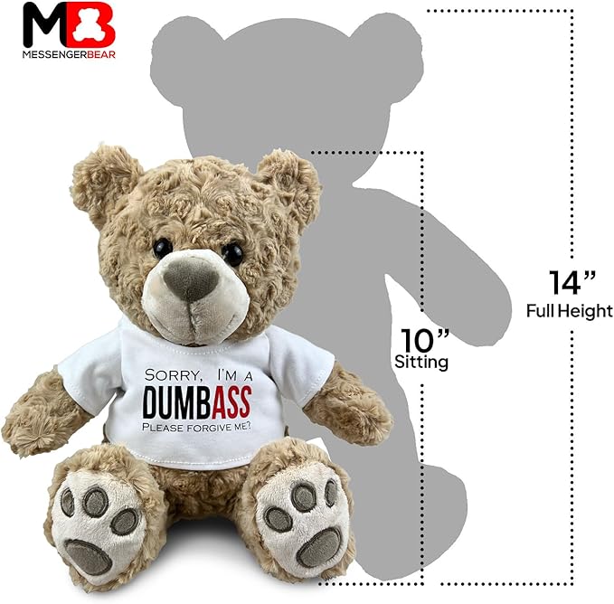 I’m Sorry Teddy Bear 10” Sitting | I Love You Im Sorry Plushie | Im Sorry Gifts for Her Stuffed Animal