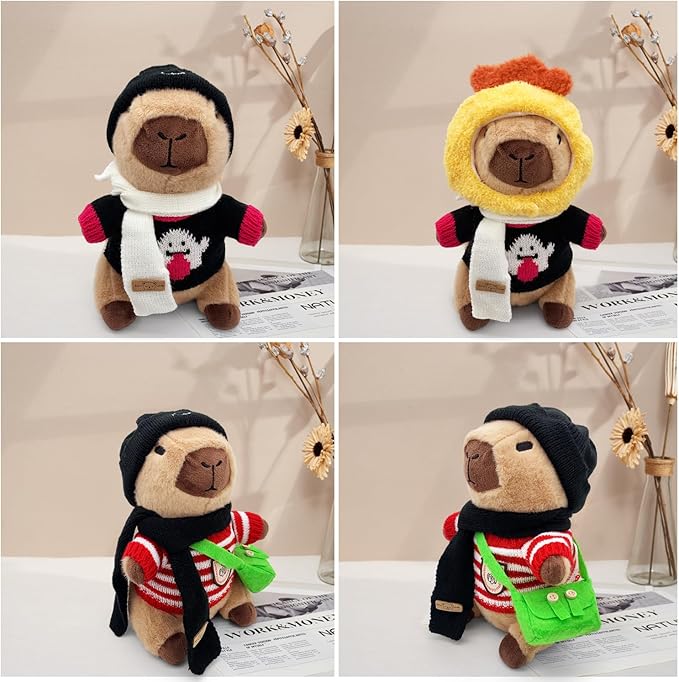 Capybara Plush Toy, Cute Stuffed Animals Kawaii Capibara Plush Pillow Christmas Birthday Easter Valentine's Day Gift for Kids Boys Girls (11 PCS Halloween)
