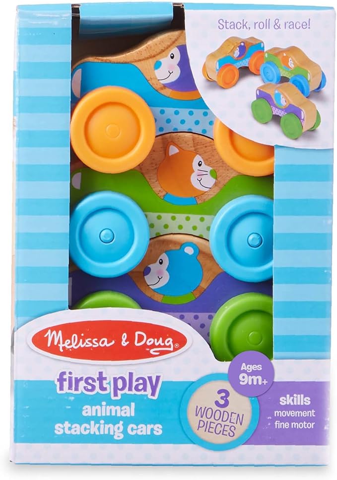 Melissa & Doug First Play Wooden Animal Stacking Cars (3 pcs)