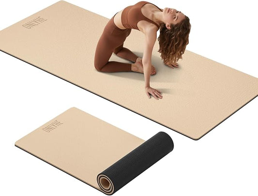 Extra Thick 12mm TPE Exercise Yoga Mat with Strap, 72"L x 24.8"W Non-slip Workout Mat for gymnastics, Pilates, Home, Workout, Gym Floor Fitness