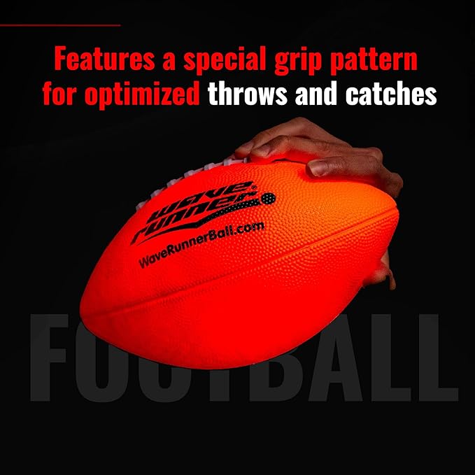 Wave Runner LED Light-Up Football - Glow in The Dark Football Games- Size 10.35 in. with Pump and Batteries Included | Perfect Football Game Gifts for Teen Boys Ages 7-15 Football Fans & Players