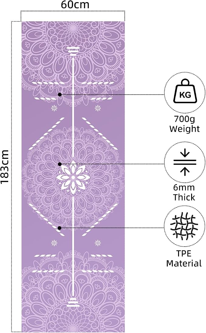 FOLAI Extra Thick Yoga Mat 6mm，pilates mat thick - Non-Slip Exercise Mat for HIIT, Pilates & Home Workouts & Workout with Free Carry Strap
